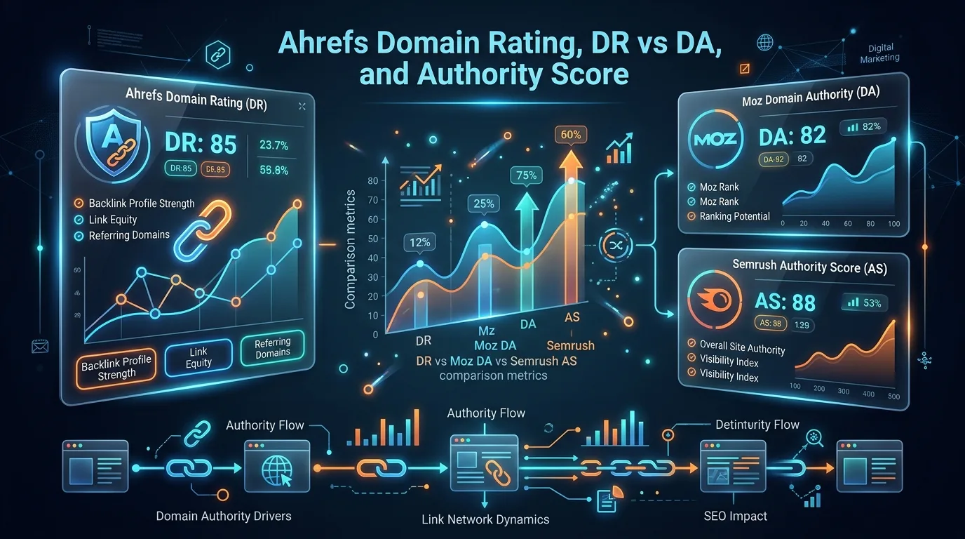 Ahrefs Domain Rating, DR vs DA, and Authority Score